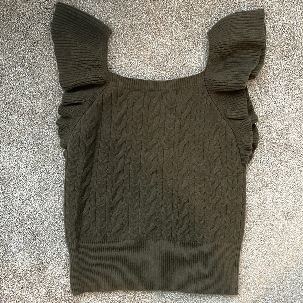 Square Neck Sweater Vest with Ruffles - Picture 8 of 8